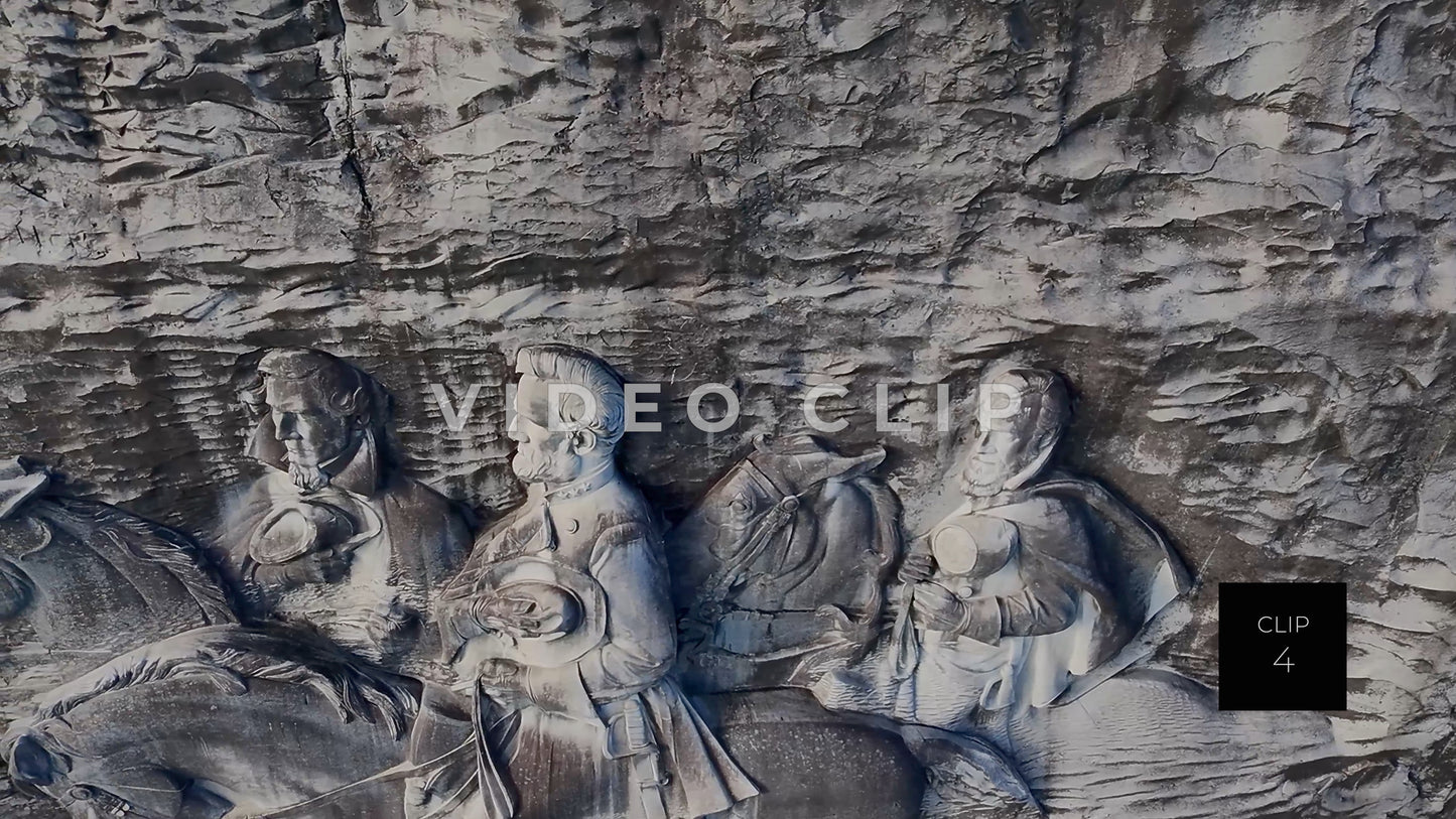 CLIP 4 - Stone Mountain Park, GA Close up of Confederate Memorial Carving depicting Stonewall Jackson, Robert E. Lee and Jefferson Davis