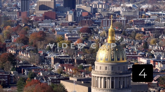 CLIP 4 - Charleston, WV slowly moving view of capital building with city
