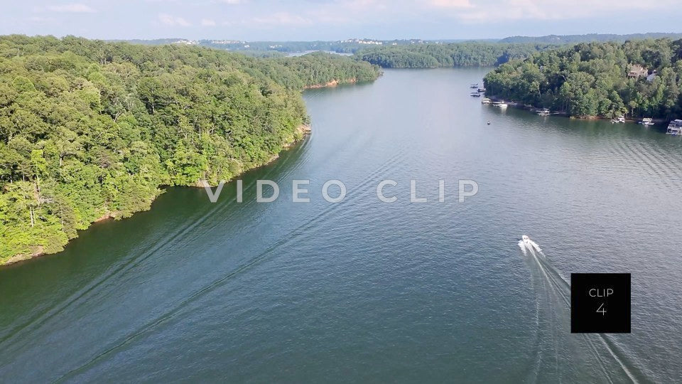 CLIP 4 - Lake Lanier, GA Aerial view of lake as boat travels