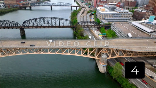 CLIP 4 - Pittsburgh, PA Vol. 2 - traveling on highways in the city across bridges downtown