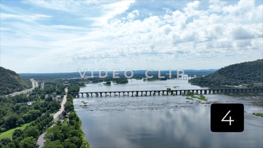 CLIP 4 - Harrisburg, PA landscape with Susquehanna River and train bridge