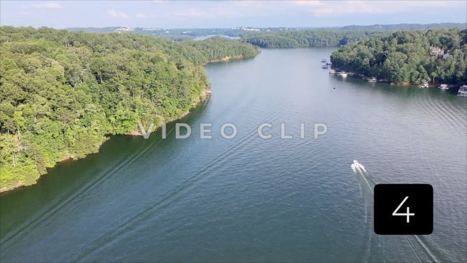 CLIP 4 - Lake Lanier, GA Aerial view of lake as boat travels