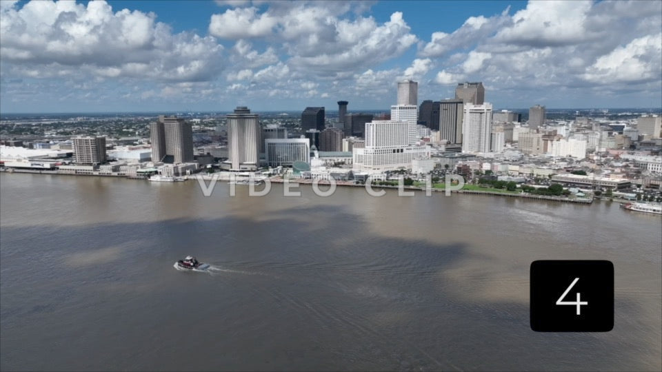 CLIP 4 - New Orleans, LA Vol. 1 - pulling away from tug boat and turning towards bridge