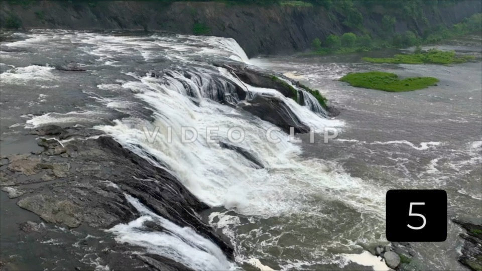 CLIP 5 - Beautiful aerial of Cohoes Falls Waterfall in New York State