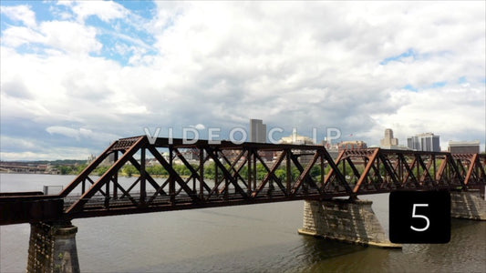 CLIP 5 - Albany, NY Vol. 2 - rising over train bridge on Hudson river to reveal cityscape
