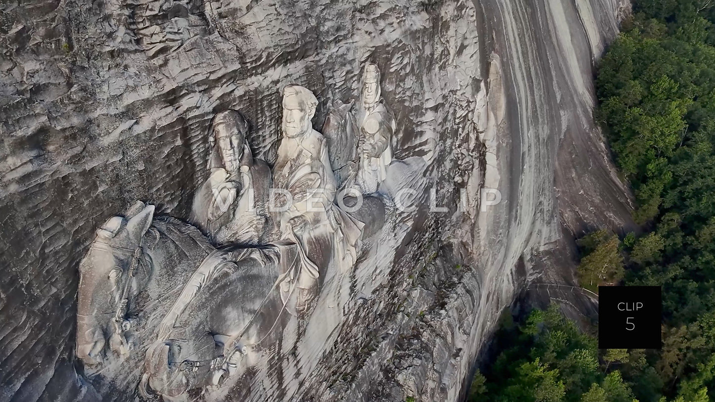 CLIP 5 - Stone Mountain Park, GA Close up of Confederate Memorial Carving depicting Stonewall Jackson, Robert E. Lee and Jefferson Davis