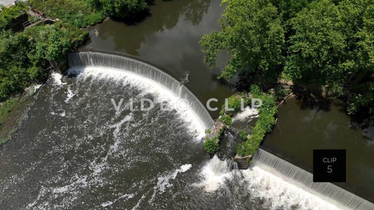 CLIP 5 - Lynchburg, VA aerial spin over old waterfall dam on James River