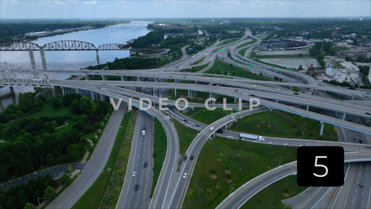 CLIP 5 - Louisville, KY Big Four Bridge interchange then pull back over Ohio River