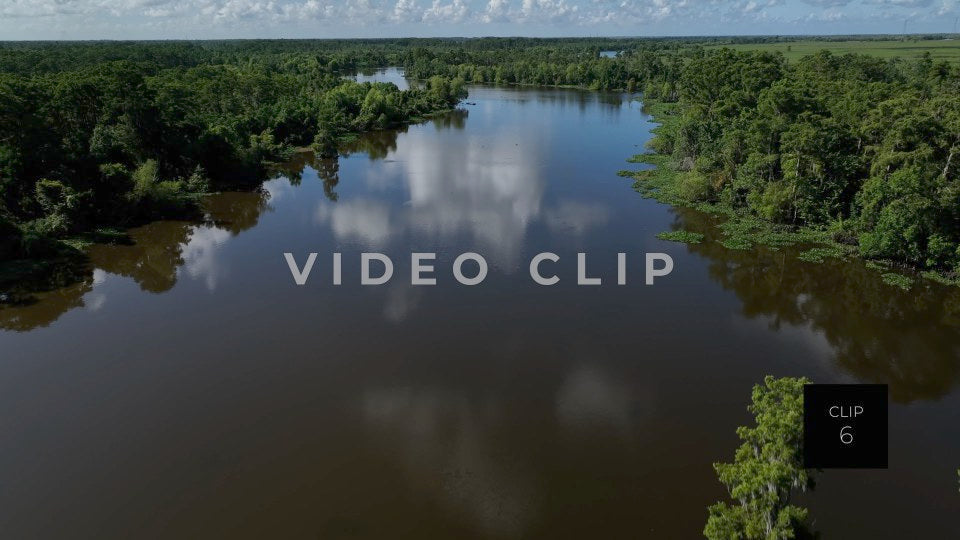 CLIP 6 - New Orleans, LA Segnette bayou low flight then rise up over wetlands