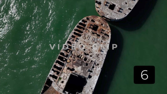 CLIP 6 - Kiptopeke Concrete Ships, VA looking down then tilting up to view more ships