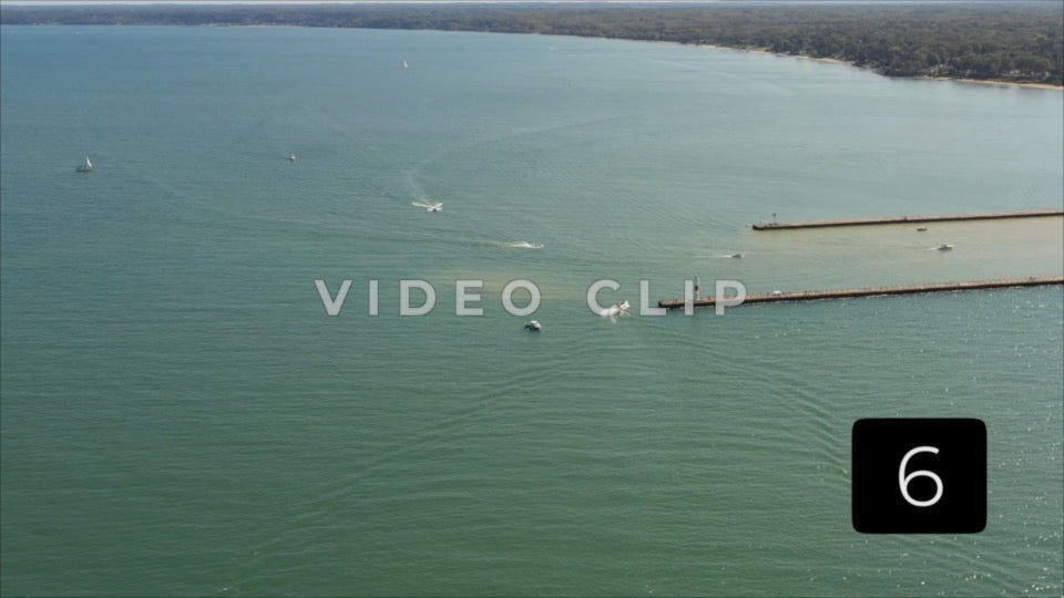 CLIP 6 - Rochester, NY Vol. 5 - Lake Ontario as boats enter Genesee river past Charlotte Pier