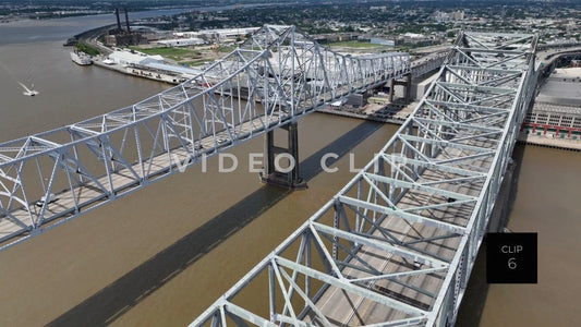 CLIP 6 - New Orleans, LA aerial spin over Crescent City Connection Bridge