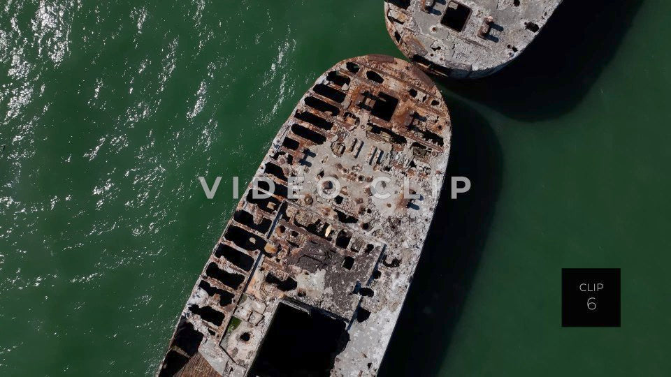 CLIP 6 - Kiptopeke Concrete Ships, VA looking down then tilting up to view more ships