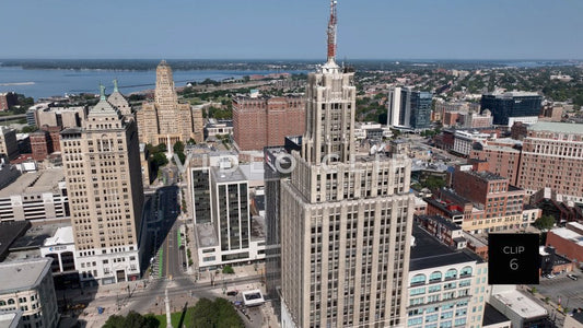 CLIP 6 - Buffalo, NY downtown office buildings and Buffalo City Hall