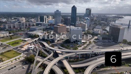 CLIP 6 - Jacksonville, FL city skyline downtown aerial view of streets and business