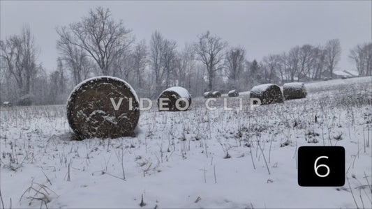 CLIP 6 - Winter Vol. 1 - Slow side movement with hay bales in snow covered field