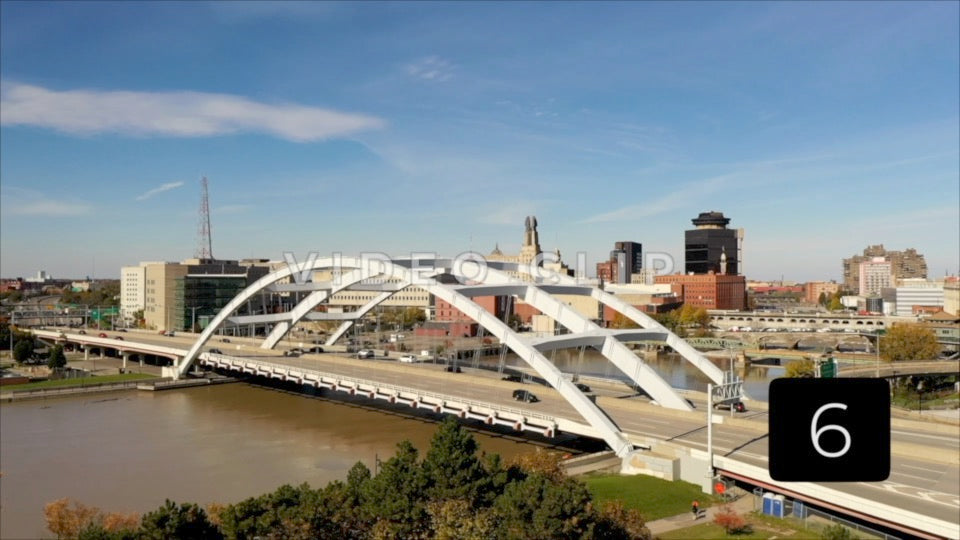 CLIP 6 - Rochester, NY Vol. 1 - rising above bridge to view city skyline