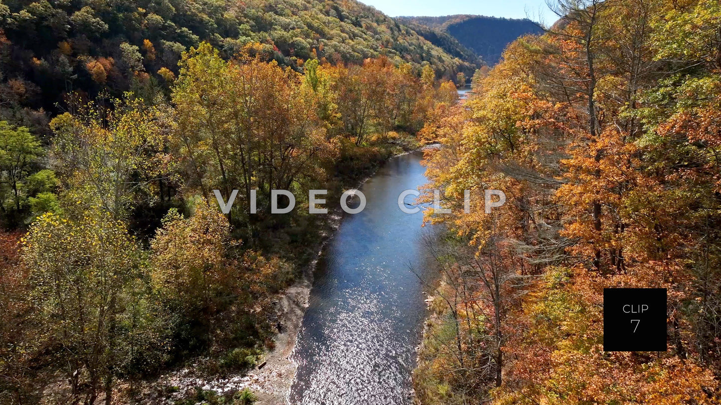 CLIP 7 - Pennsylvania Grand Canyon, PA sunlight on Pine Creek with Canyon