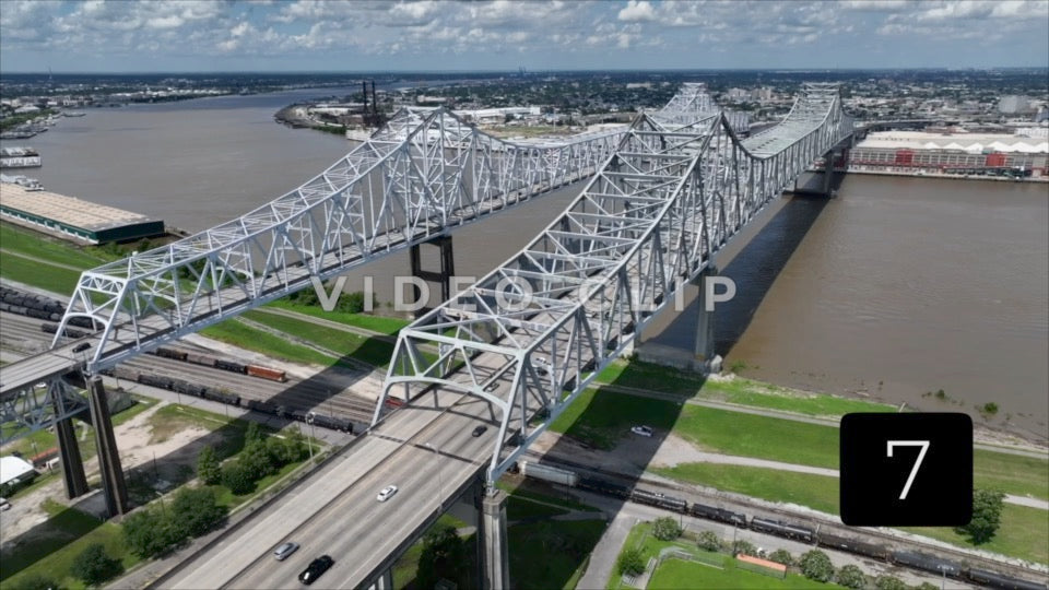 CLIP 7 - New Orleans, LA Vol. 2 - big view of Crescent City Connection Bridge