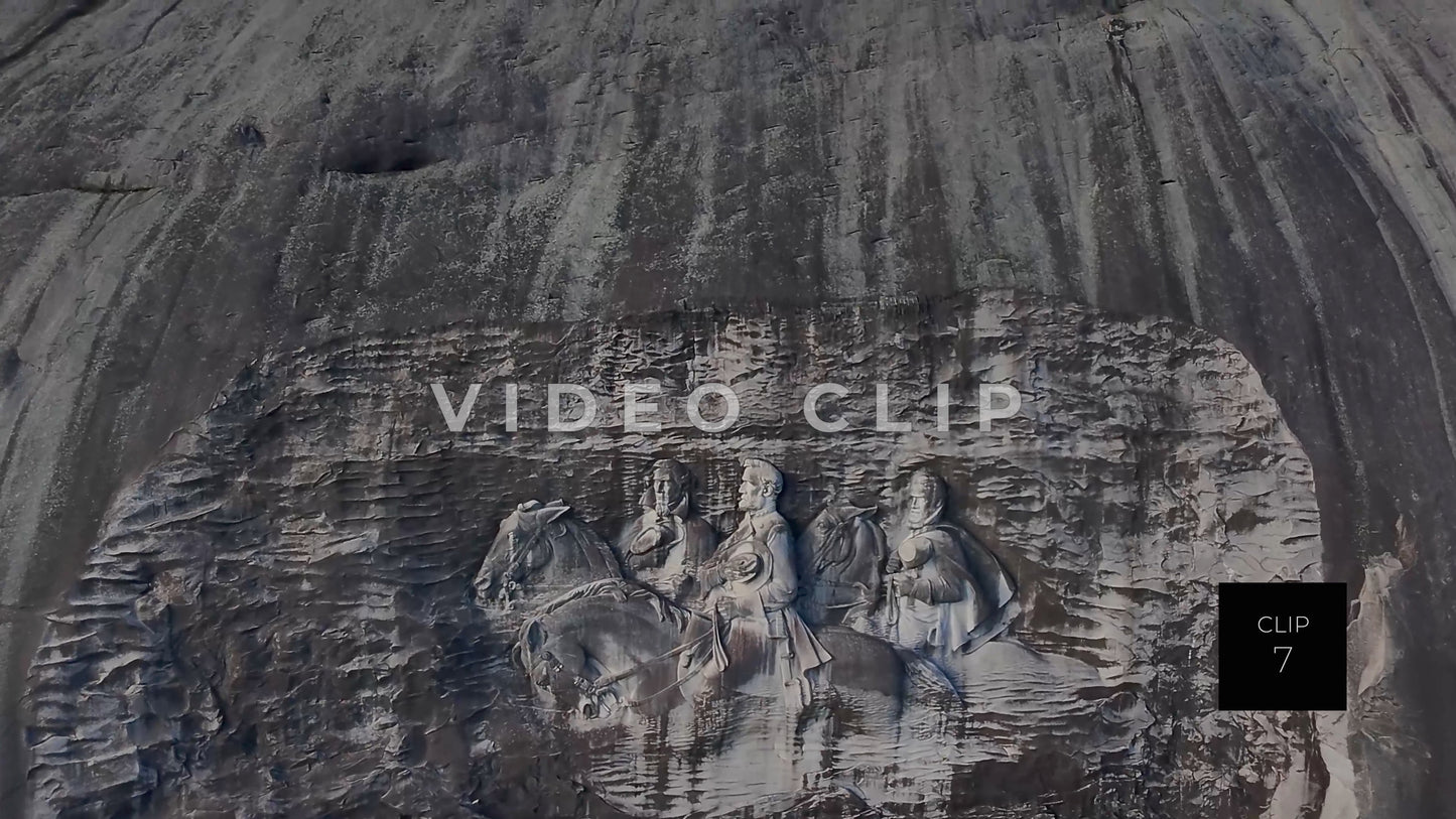 CLIP 7 - Stone Mountain Park, GA Close up of Confederate Memorial Carving depicting Stonewall Jackson, Robert E. Lee and Jefferson Davis