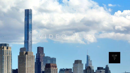 CLIP 7 - New York, NY Sky view then panning down to apartment buildings and glass office towers