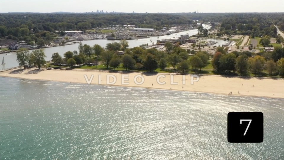 CLIP 7 - Rochester, NY Vol. 5 - Aerial of Genesee river with Port Of Rochester and Ontario