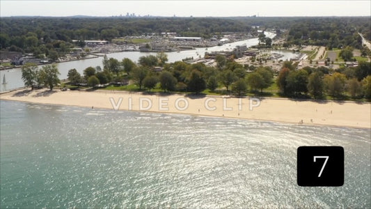 CLIP 7 - Rochester, NY Vol. 5 - Aerial of Genesee river with Port Of Rochester and Ontario