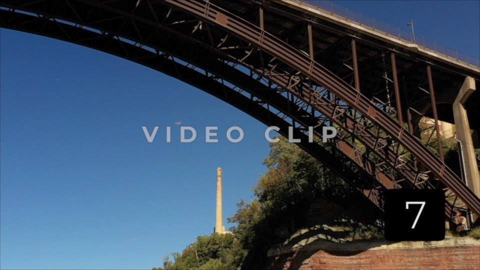 CLIP 7 - Rochester, NY Vol. 6 - seagull flies under arched bridge at Lower Falls Park