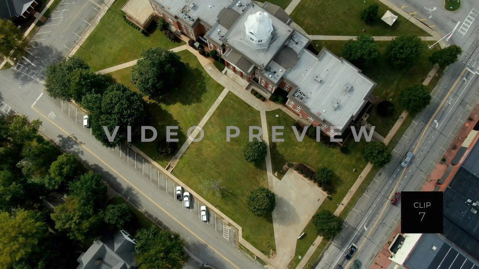 CLIP 7 - Eatonton, GA - Putnam County Clerk of Courts - aerial looking straight down and flying backwards