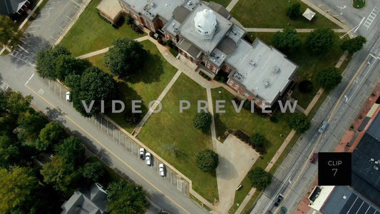 CLIP 7 - Eatonton, GA - Putnam County Clerk of Courts - aerial looking straight down and flying backwards