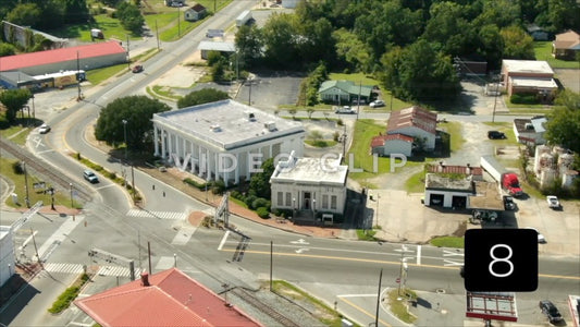CLIP 8 - Montezuma, GA slow flight over train depot towards downtown