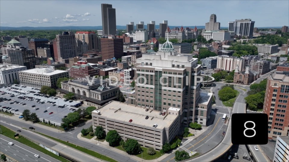CLIP 8 - Albany, NY Vol. 1 - downtown city skyline from over Hudson River