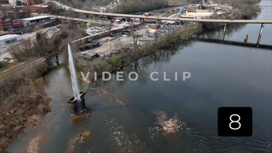CLIP 8 - Lynchburg, VA Vol. 1 - water fountain with train passing through downtown