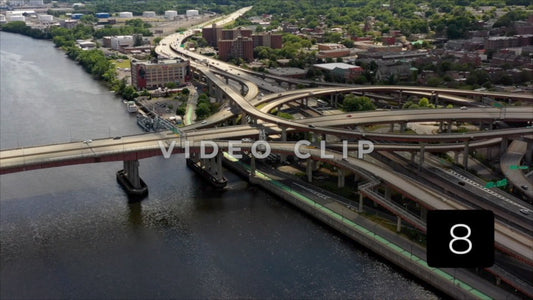 CLIP 8 - Albany, NY Vol. 2 - Cars travel in highway along the Hudson River