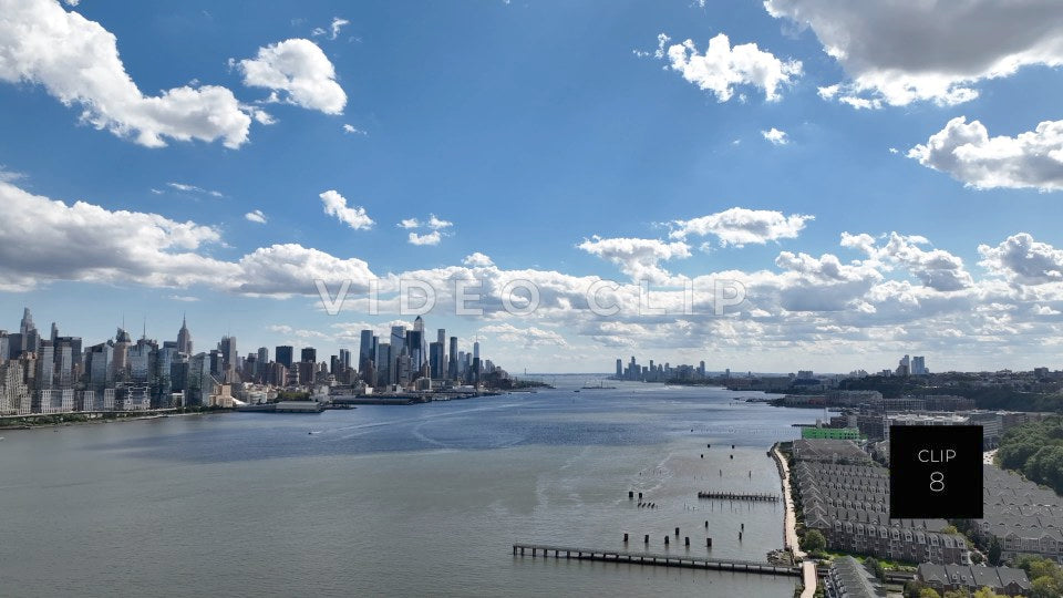 CLIP 8 - New York, NY Aerial view looking towards mouth of Hudson River