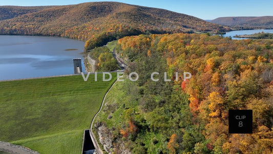 CLIP 8 - Tioga-Hammond Lakes, PA flying over earthen dam to reservoir