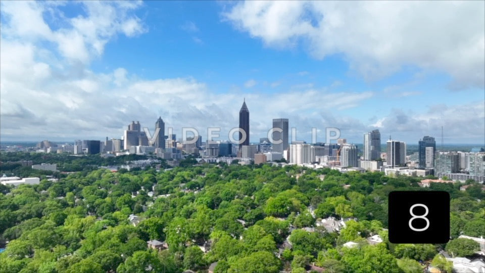 CLIP 8 - Atlanta, GA Vol. 2 - aerial above neighborhoods to city skyline office towers