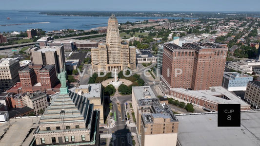 CLIP 8 - Buffalo, NY aerial pulling away from downtown to reveal city skyline