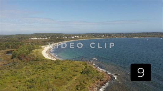 CLIP 9 - Maine Coast Crescent Beach State Park shoreline with person hiking on trail