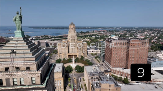 CLIP 9 - Buffalo, NY downtown view of City Hall architecture with McKinley obelisk