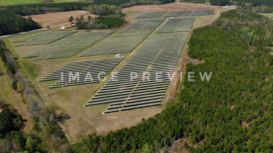 4k Still Frame - Hemingway, SC solar panel farm in rural countryside