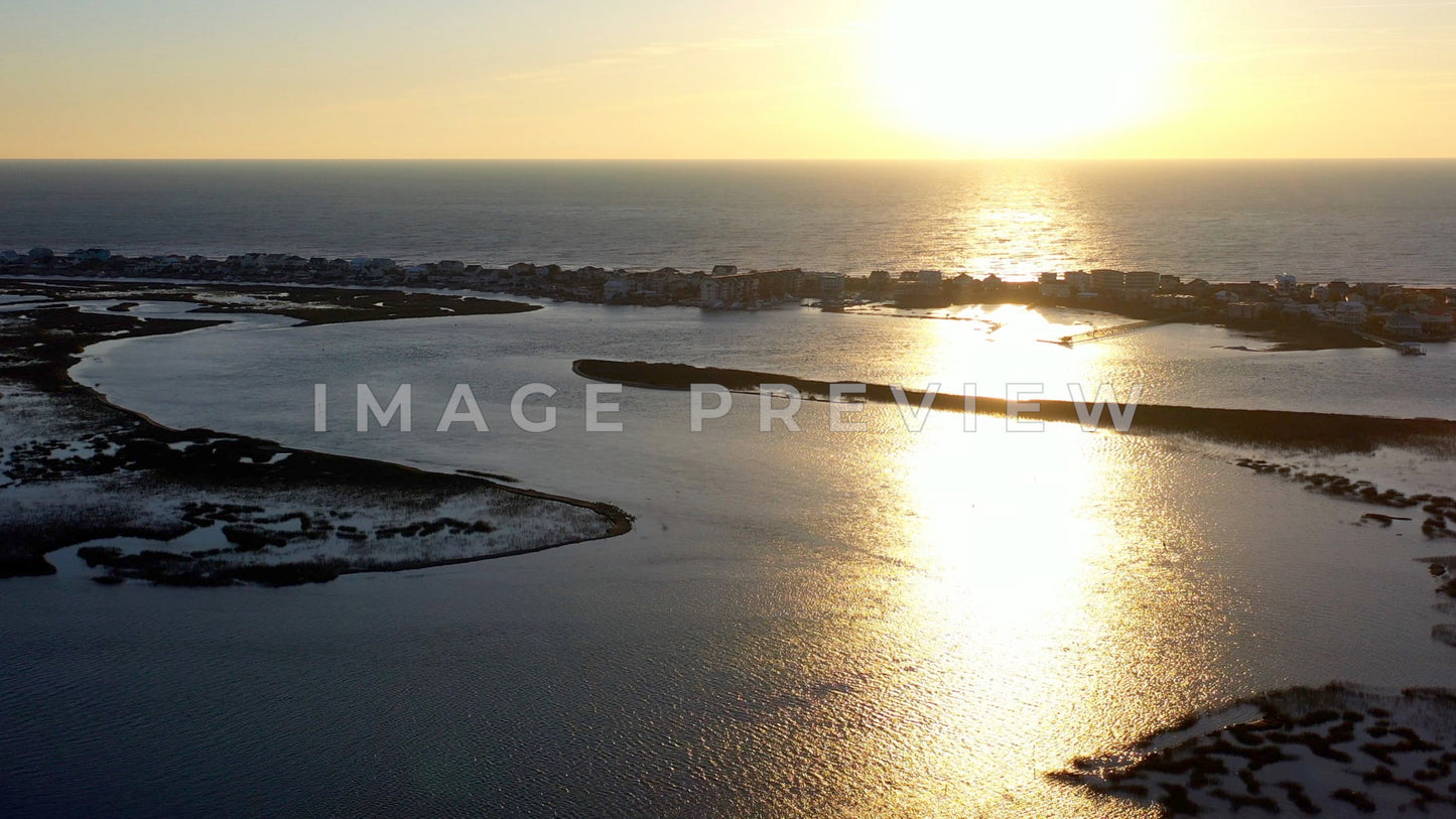 4k Still Frame - Murrells Inlet, SC sunrise on coastal tidal marsh on peaceful morning