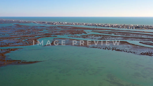 4k Still Frame - Murrells Inlet, SC beach front real estate past salt water tidal marsh