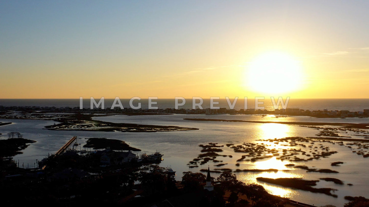 4k Still Frame - Murrells Inlet, SC Sunrise over tidal marsh coastal South Carolina