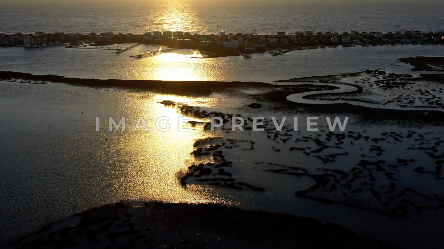 4k Still Frame - Murrells Inlet, SC morning sunlight on peaceful tidal marsh