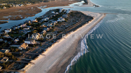 4k Still Frame - Pawleys Island, SC aerial view of North Inlet in morning sunlight