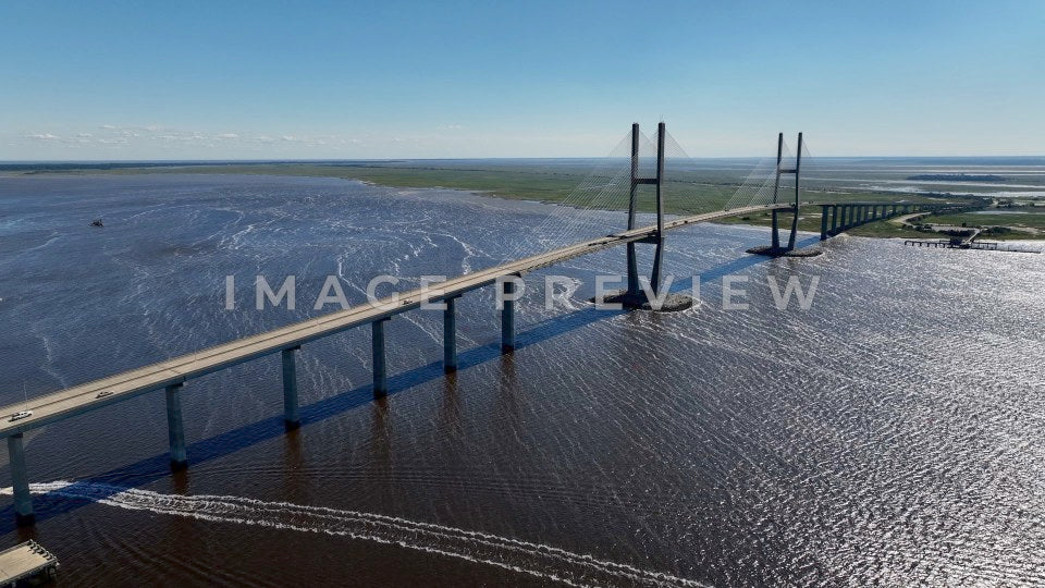 Brunswick, GA Sidney Lanier Suspension bridge spans the Brunswick River