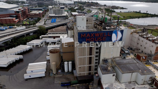 4k Still Frame - Jacksonville, FL old Maxwell Coffee Plant last remaining in U.S. still operating