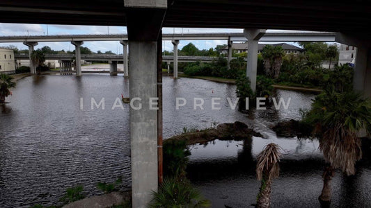 4k Still Frame - Jacksonville, FL flooded streets after extreme rainfall downtown