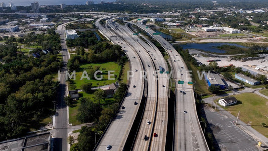 4k Still Frame - Jacksonville, FL aerial cars traveling on Interstate 95